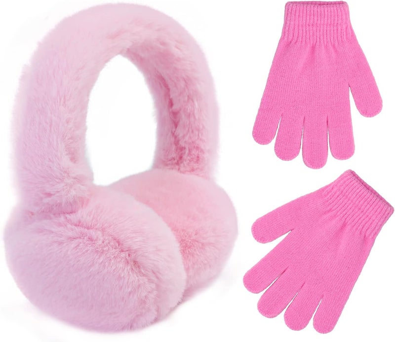 POXIMI Store Baby Warm Earmuffs Kid Magic Gloves Girl Soft Plush Ear Muffs Toddler Knit Mittens for Boy Winter Ear Warmer Set - Image 1